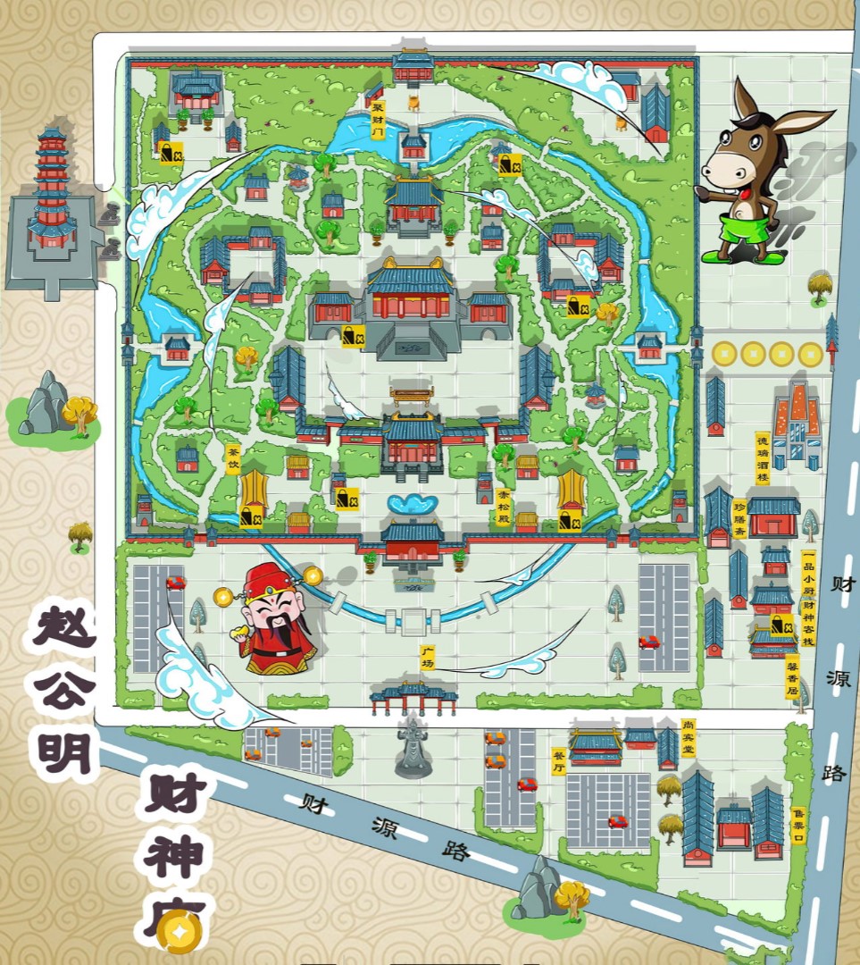 合川寺庙类手绘地图